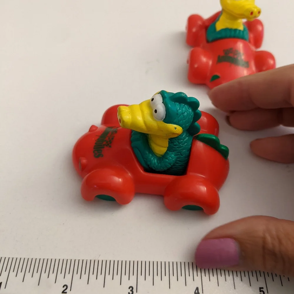 Vintage Hardee's Animobiles Toys 1996 Collectible Pair of Croc driving red cars